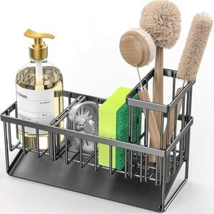 NIB Kitchen Sink Caddy, Stainless Steel Sink Organizer With Sponge Brush Holder